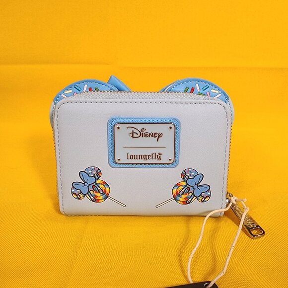 Loungefly Disney Minnie Mouse Lollipop Sprinkle Ears Small Zip Wallet Blue NEW - Picture 4 of 10